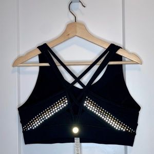 Lululemon Strap it Like It’s Hot sports bra Black with reflective dots Size 12